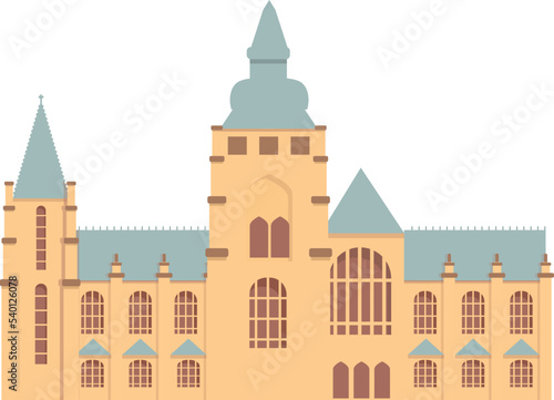 Castle building icon cartoon vector. Beer country. Church region