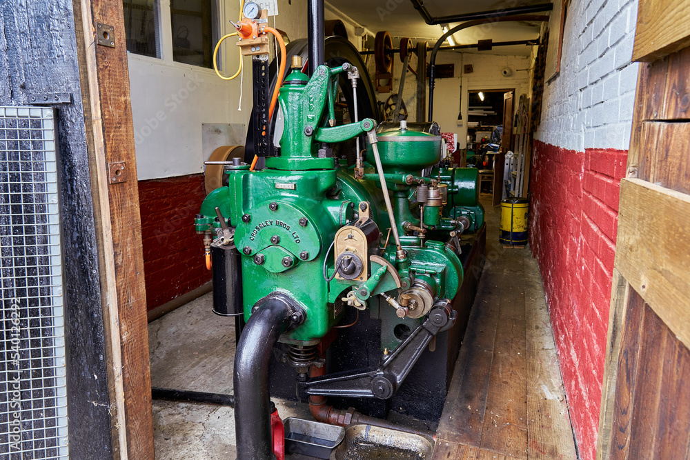 Fototapeta premium Margate, Thanet, Kent, UK - September 18 2022 - A 1920 Crossley Brothers Gas Engine