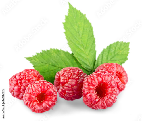 Ripe raspberry with leaf