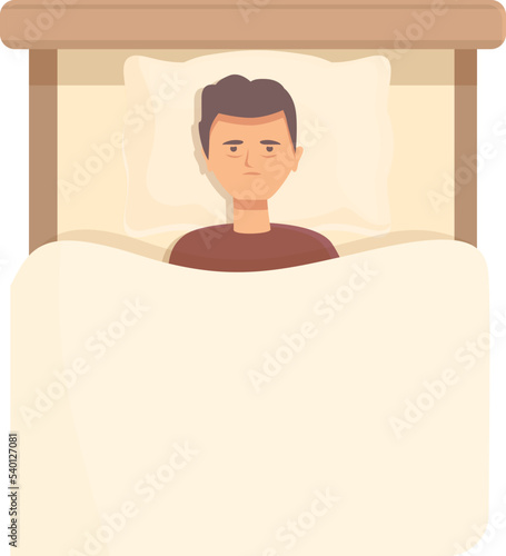 Boy insomnia icon cartoon vector. Sleep disorder. Night stress