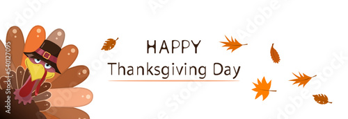 A turkey in a hat wishes you a happy thanksgiving day.