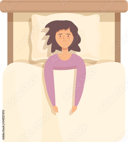 Mattress insomnia icon cartoon vector. Sleep disorder. Woman sleepless