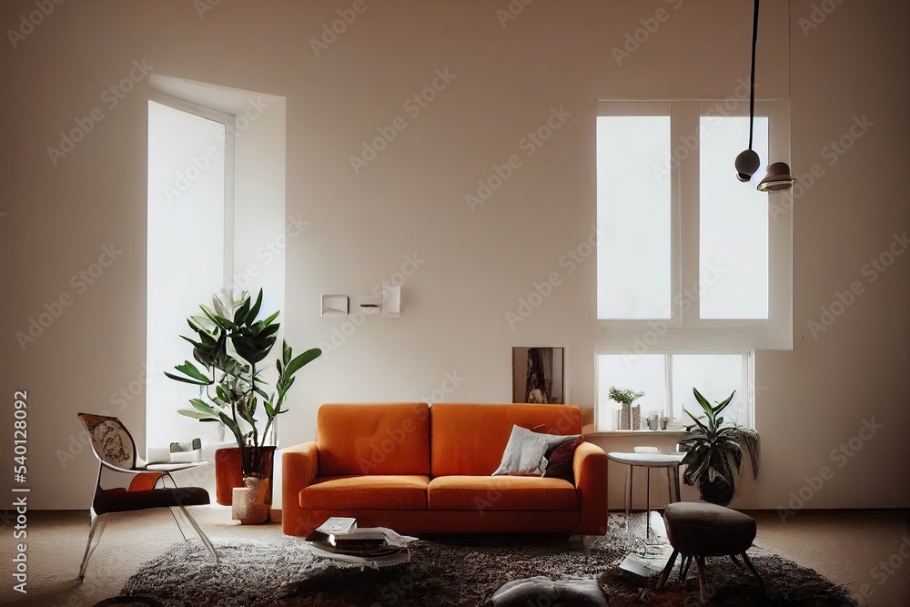 Fototapeta premium Minimal living room interior illustration