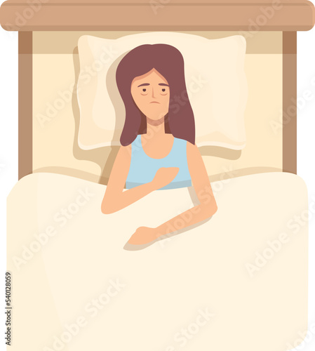 Girl insomnia icon cartoon vector. Sleep health. Bad dream