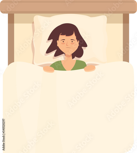 Young person insomnia icon cartoon vector. Sleepy girl. Stress mental