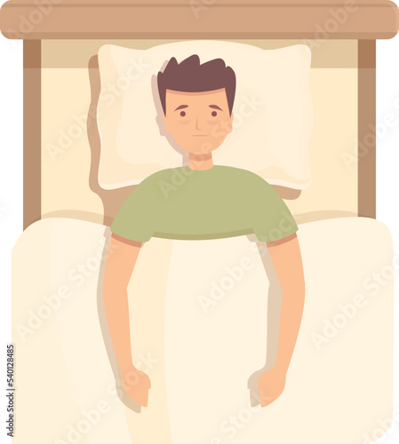 Boy insomnia icon cartoon vector. Bed sleep. Stress sleepy