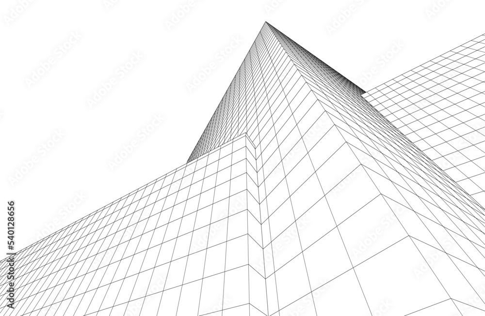Modern architecture building vector 3d illustration