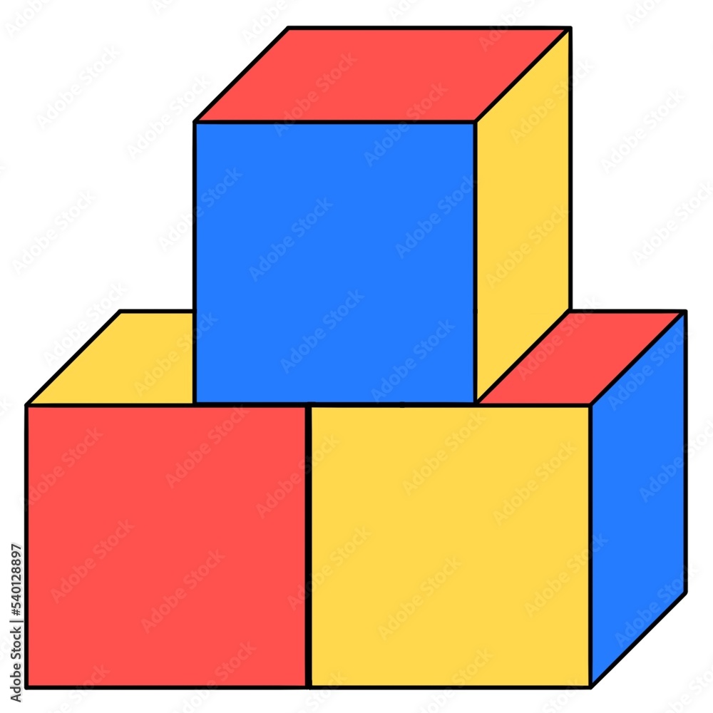 3 Würfel / Bausteine / Quader - 3D - Turm - gestapelt - bunt - rot blau gelb - weißer Hintergrund - Grafik Template Clipart Icon Vorlage 3 Würfel / Bausteine / Quader - 3D - Turm - gestapelt - bunt - rot blau gelb - weißer Hintergrund - Grafik Template Clipart Icon Vorlage