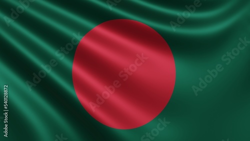 Render of the Bangladesh flag flutters in the wind close-up, the national flag of Bangladesh flutters in 4k resolution, close-up, colors: RGB. High quality photo