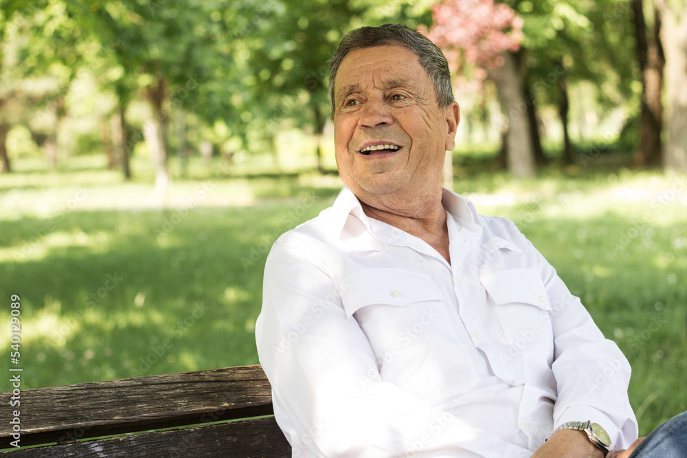 Senior man while resting at the park Senior man while resting at the park