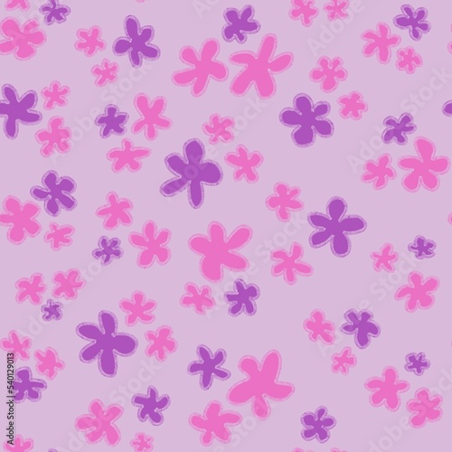 Trendy fabric pattern with hand drawn miniature purple flowers on lilac background.Fashion design.Motifs scattered random.Elegant template for fashion prints,fashion textile,fabric,gift wrapping paper © Anzelika