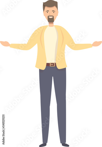 Young teacher icon cartoon vector. Male character. Person lecture