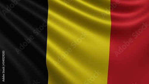 Render of the Belgium flag flutters in the wind close-up, the national flag of Belgium flutters in 4k resolution, close-up, colors: RGB. High quality photo