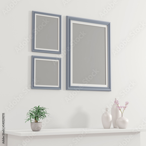 Triple gray frames mockup