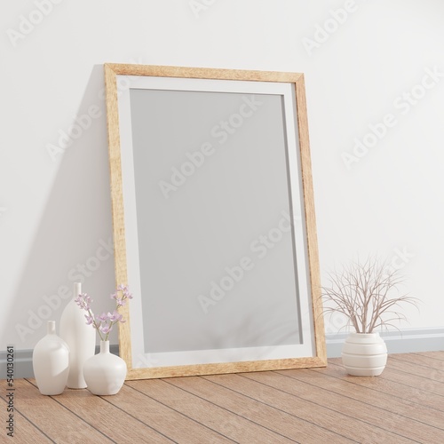 Single Angled View Wooden Frame Mockup