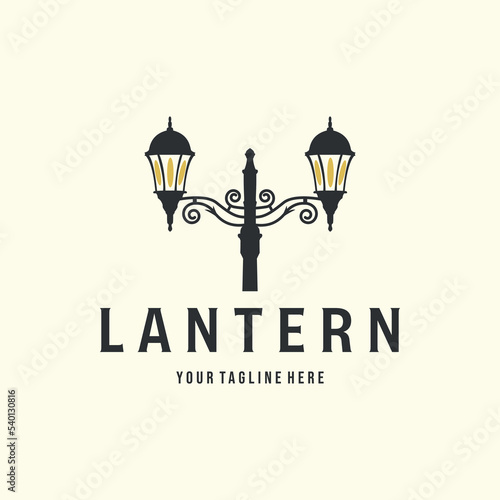 lantern with vintage style logo vector illustration template design, street lamp logo graphic design