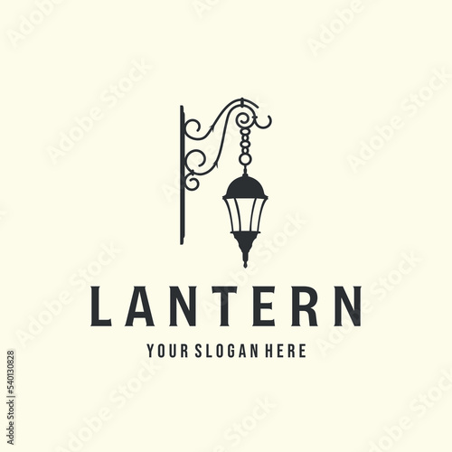 vector of lantern or lamp with vintage style logo illustration template graphic design