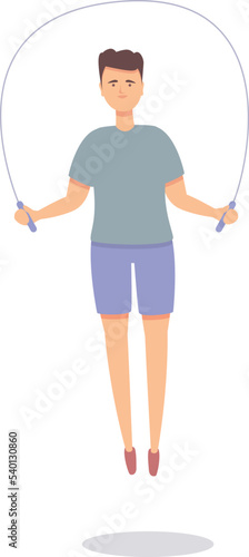 Boy jump rope icon cartoon vector. Street workout. Gym training