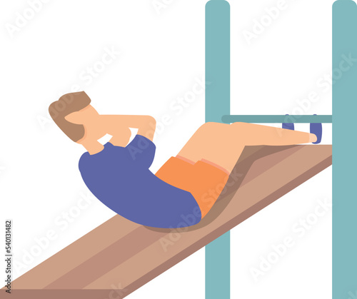 Abs training icon cartoon vector. Street workout. Gym exercise