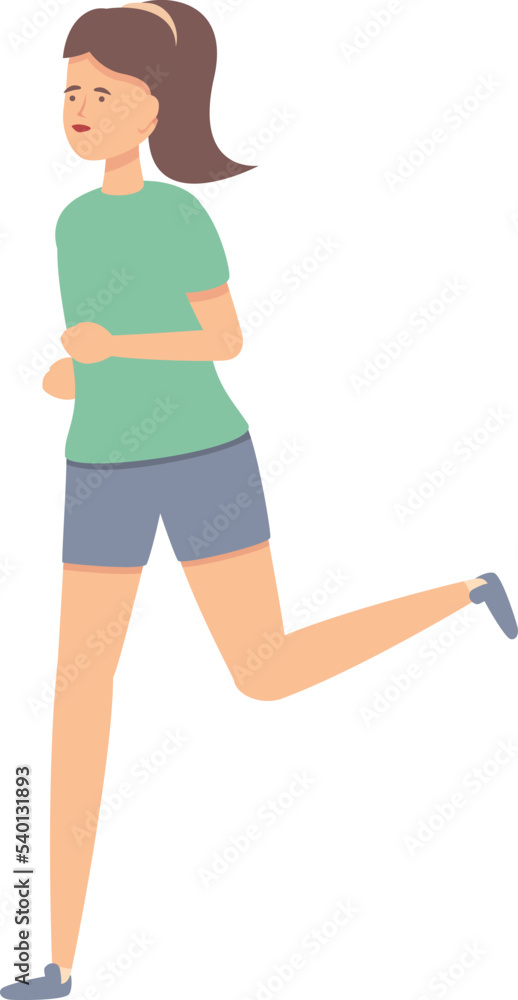 Girl morning run icon cartoon vector. Street workout. Body person Girl morning run icon cartoon vector. Street workout. Body person