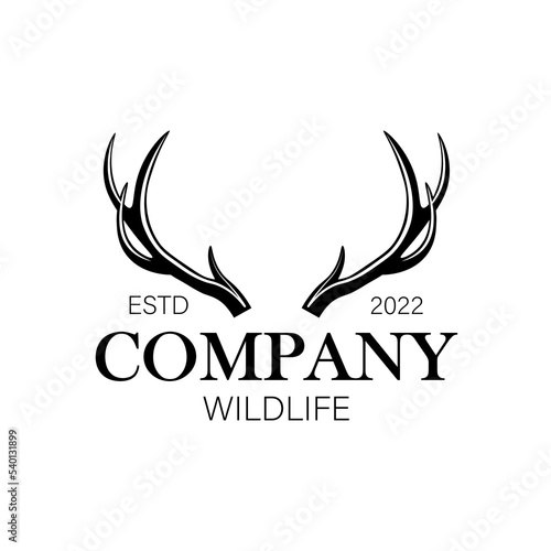 Deer antler ilustration logo vector template. Deer horns isolated on white background