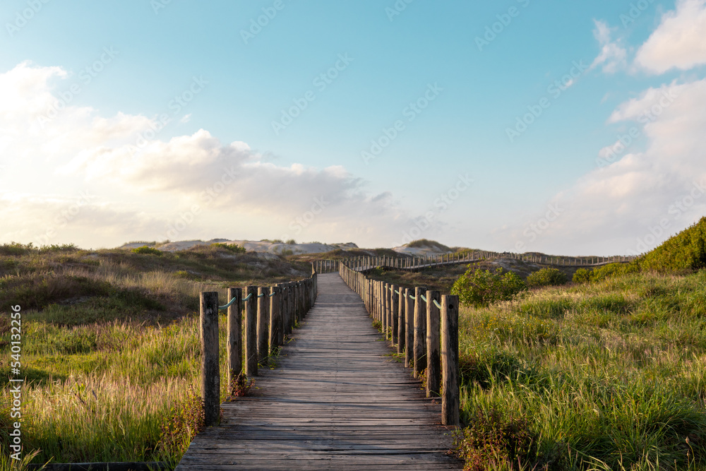 Wooden Walkway by the Beach in Esposende, Portugal