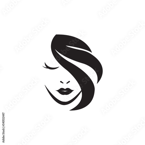 woman face icon logo vector design template