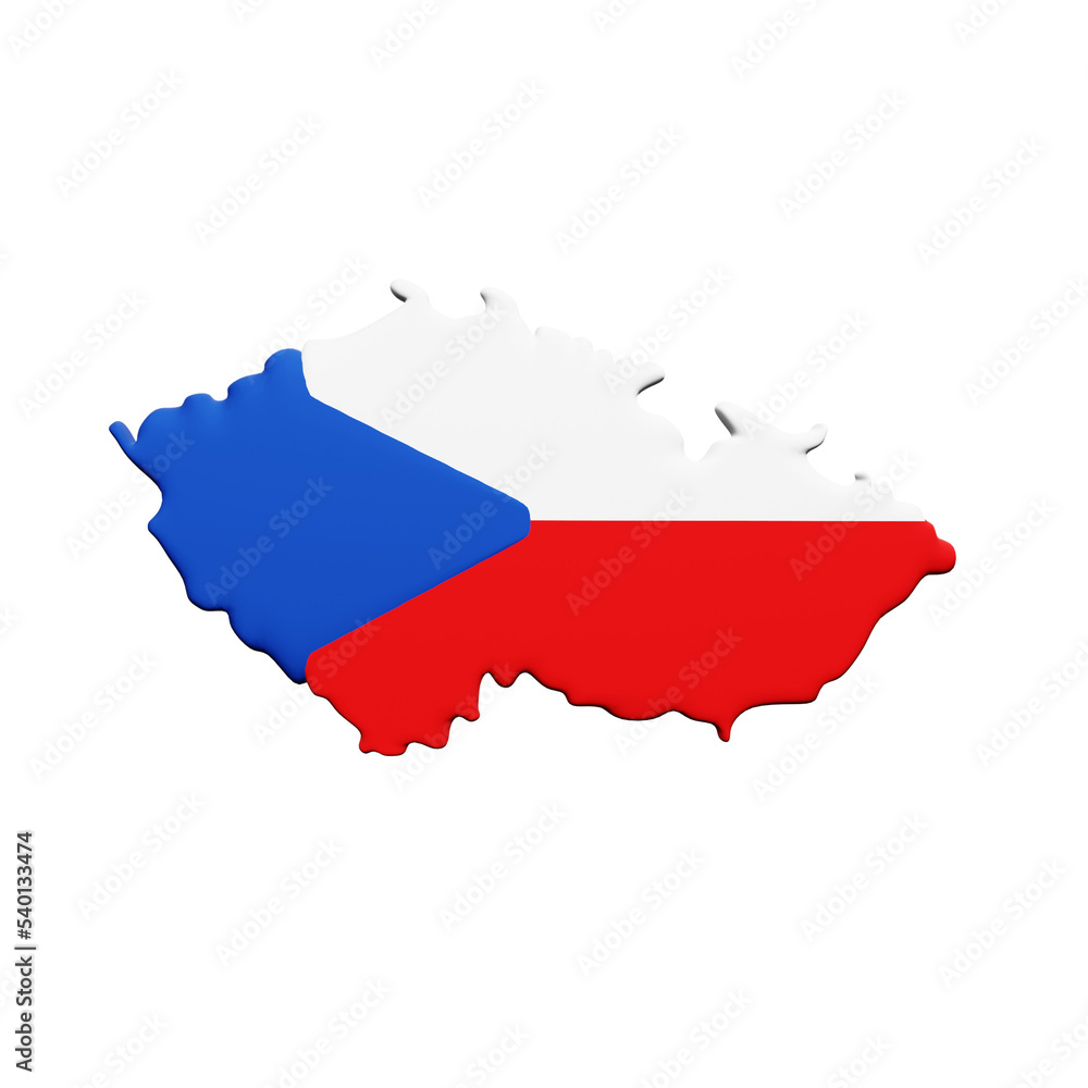 Fototapeta premium PNG 3D Rendering of Czech Republic Flag Map