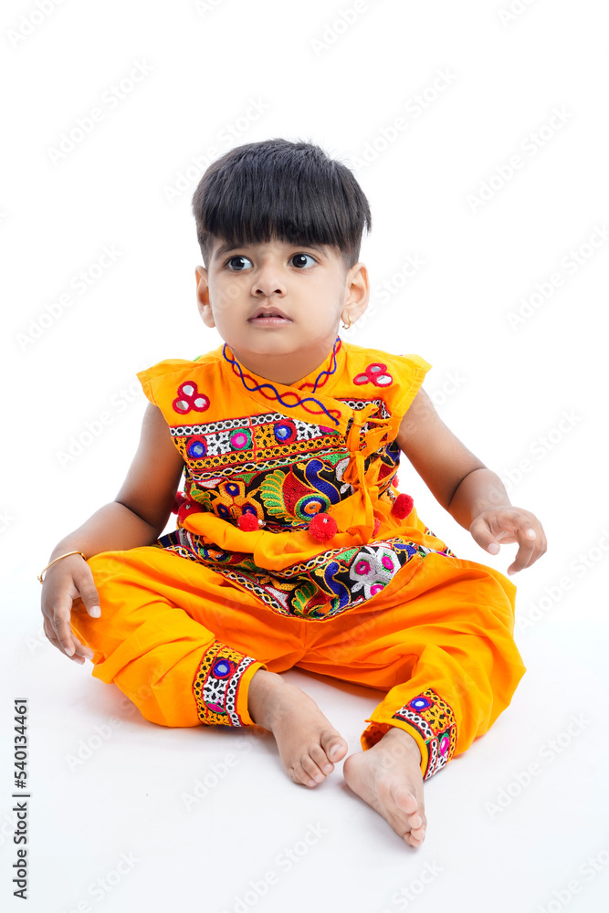 indian little boy Displaying Traditional Indian Costumes Worn