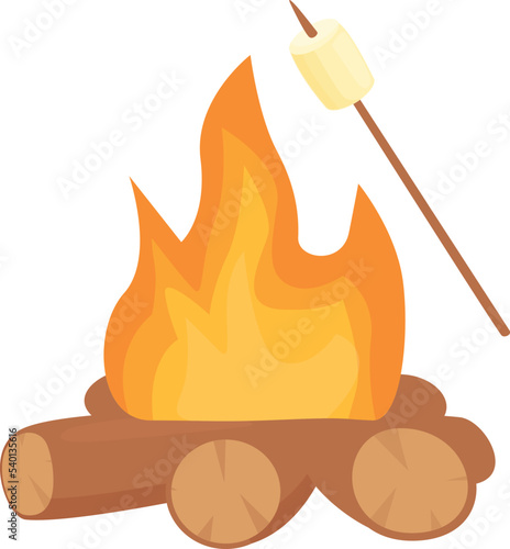 Bonfire marshmallow icon cartoon vector. Camp fire. Food bonfire