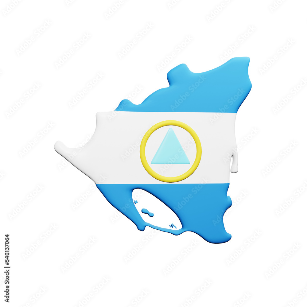 PNG 3D Rendering of Nicaragua Flag Map