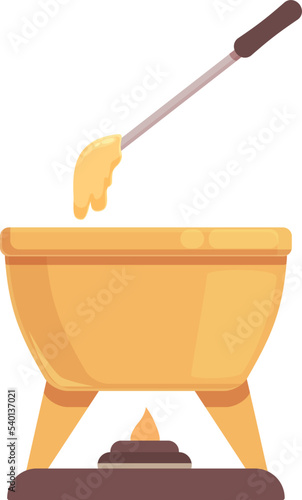 Melt fondue icon cartoon vector. Cheese food. Traditional bowl