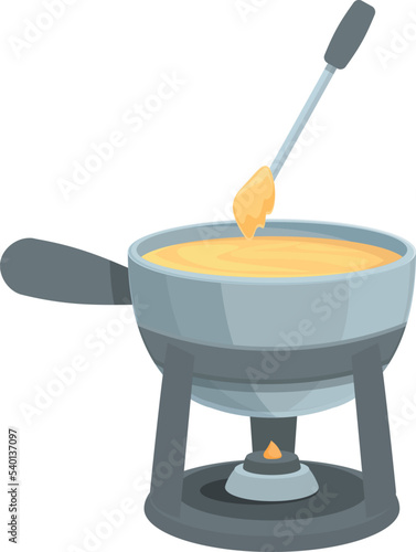 Melted fondue icon cartoon vector. Cheese food. Sauce cooking