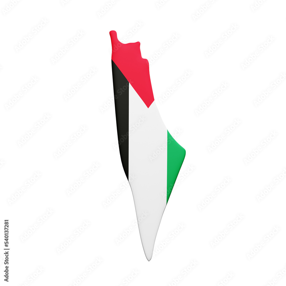 PNG 3D Rendering of Palestine Flag Map