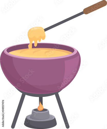Winter fondue icon cartoon vector. Cooking sauce. Traditional dish
