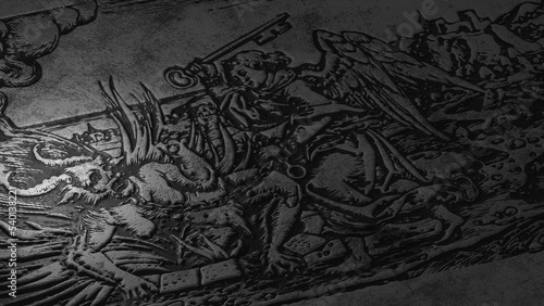Cuadro en lienzo Old engraving representing the demon 01 - 3d Illustration