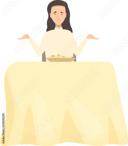 Sad food critic icon cartoon vector. Review food. Certificate cook
