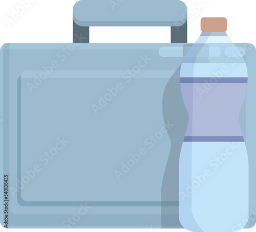 Water bottle lunch box icon cartoon vector. Plastic container. Meal snack