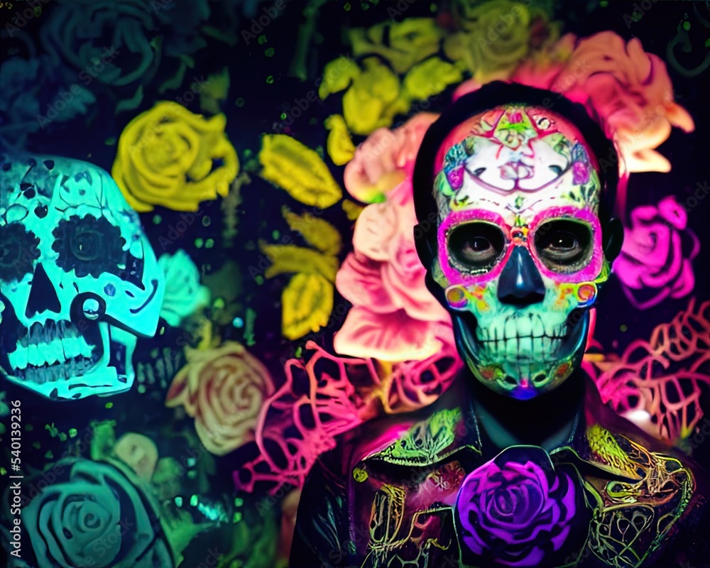 Techno sugar skull, day of the dead Techno sugar skull, day of the dead