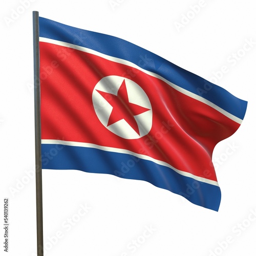 The flag of North Korea on a white background 3d-rendering
