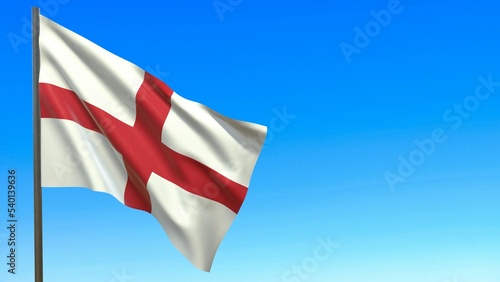 Free Download the flag of England fluttering in the wind against a blue sky 3d-rendering - GFXLoad