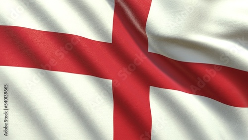 the flag of england made of silk 3d-rendering