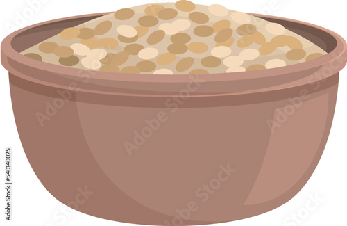 Bean bowl icon cartoon vector. Food seed. Baked soy
