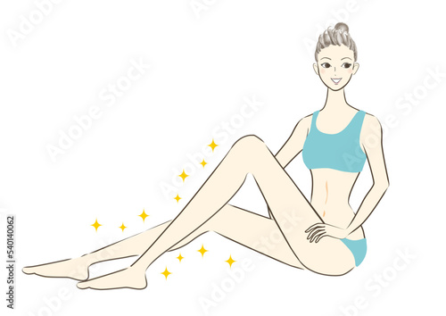 女性　足　脱毛イラスト