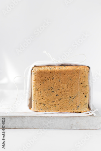 Black sesame seed bread, poppy seed bread, pullmans loaf, sandwich loaf photo