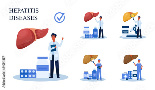 Set of Hepatitis disease vector illustration