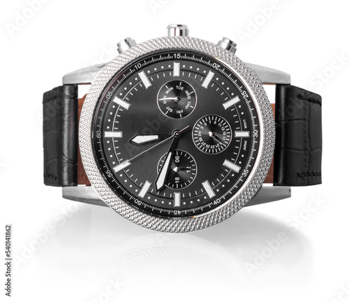 Men's mechanical watch on white background photo