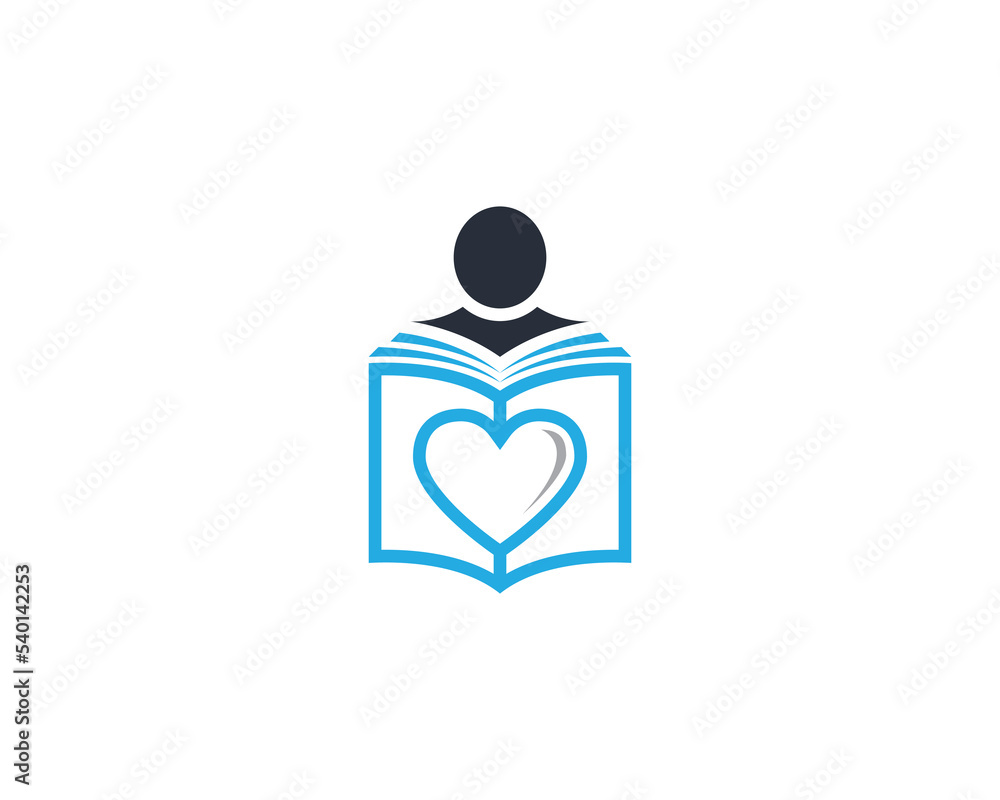 Reading Book with Heart Logo Concept symbol sign icon Design Element. Love, Education, Graduation Logotype. Vector illustration template Reading Book with Heart Logo Concept symbol sign icon Design Element. Love, Education, Graduation Logotype. Vector illustration template