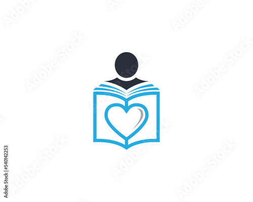 Reading Book with Heart Logo Concept symbol sign icon Design Element. Love, Education, Graduation Logotype. Vector illustration template