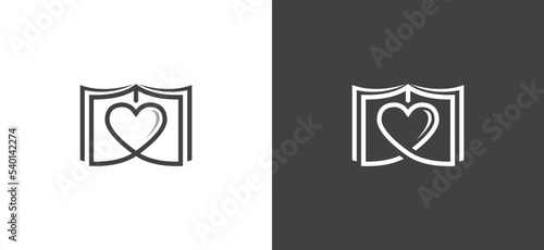 Book with Heart symbol Logo Concept sign icon Design Element. Love, Education, Graduation Logotype. Vector illustration template